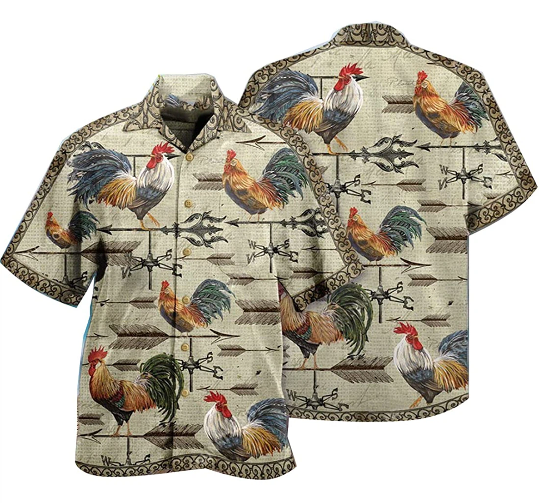 Chicken Find A Way Or Make One Weathervane Rooster White Hawaiian Shirt, Button Up Aloha Shirt For Men, Women