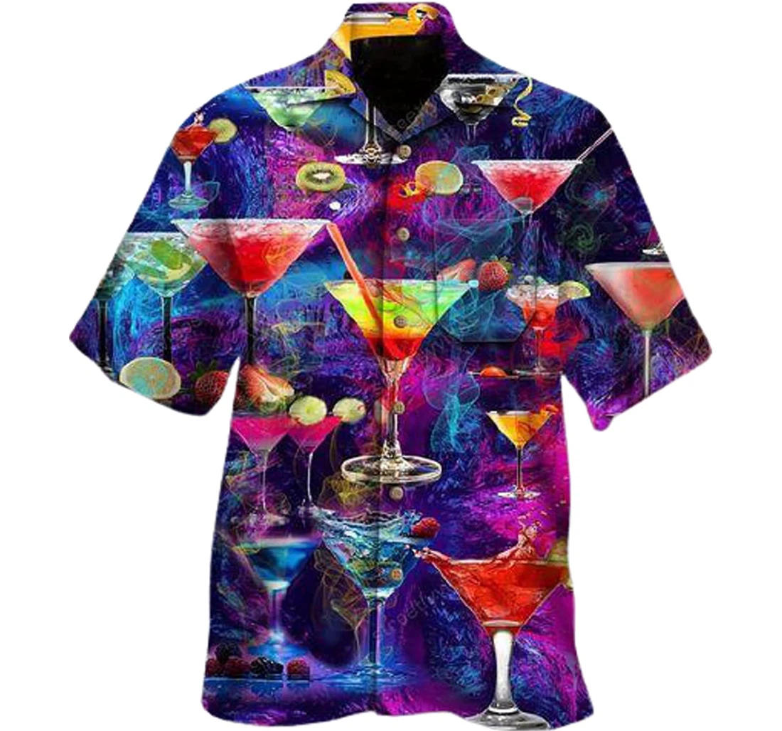 Kiwi, Smoke- A Martini Shaken Not Stirred Gifts And White Hawaiian Shirt, Button Up Aloha Shirt For Men, Women