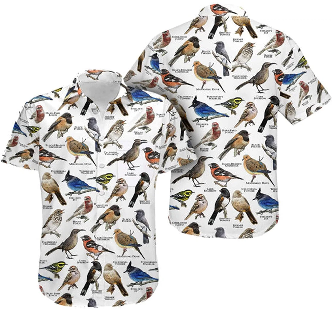 Collection Bird Bird Lover, Gift And White Hawaiian Shirt, Button Up Aloha Shirt For Men, Women