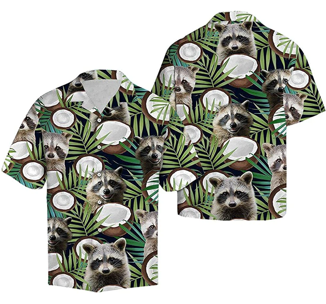 Raccoon Coconut Soft Hawaiian Shirt, Button Up Aloha Shirt For Men, Women