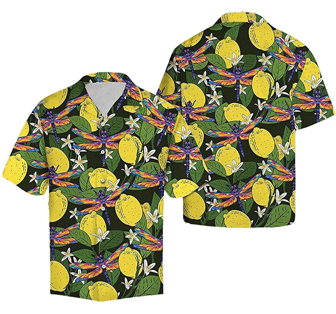 Dragonfly Lemons Soft Hawaiian Shirt, Button Up Aloha Shirt For Men, Women