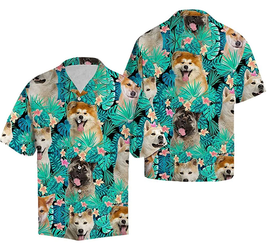 Akita Soft Hawaiian Shirt, Button Up Aloha Shirt For Men, Women