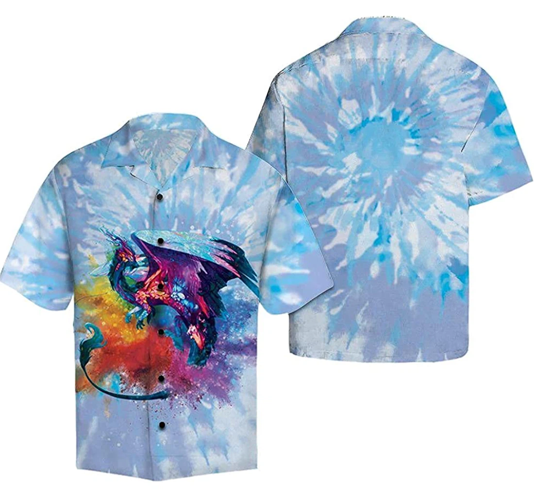 Dragon Tie Dye Soft Hawaiian Shirt, Button Up Aloha Shirt For Men, Women