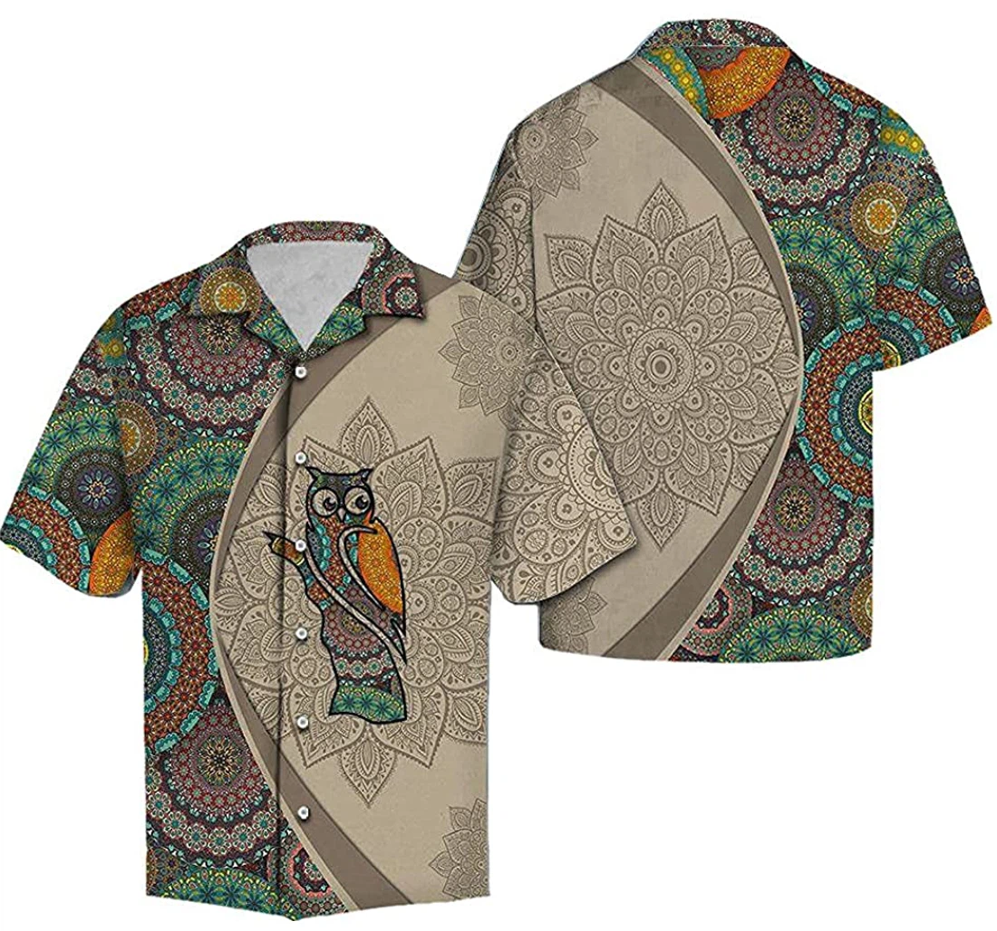 Owl Mandala Green Soft Hawaiian Shirt, Button Up Aloha Shirt For Men, Women