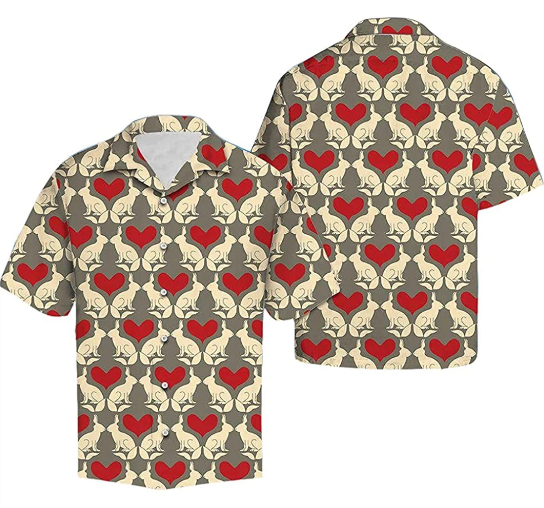 Rabbit And Heart Soft Hawaiian Shirt, Button Up Aloha Shirt For Men, Women