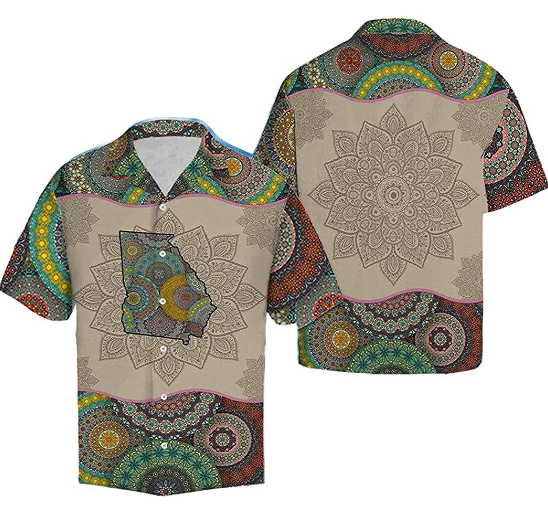 Awesome Georgia Mandala Soft Hawaiian Shirt, Button Up Aloha Shirt For Men, Women