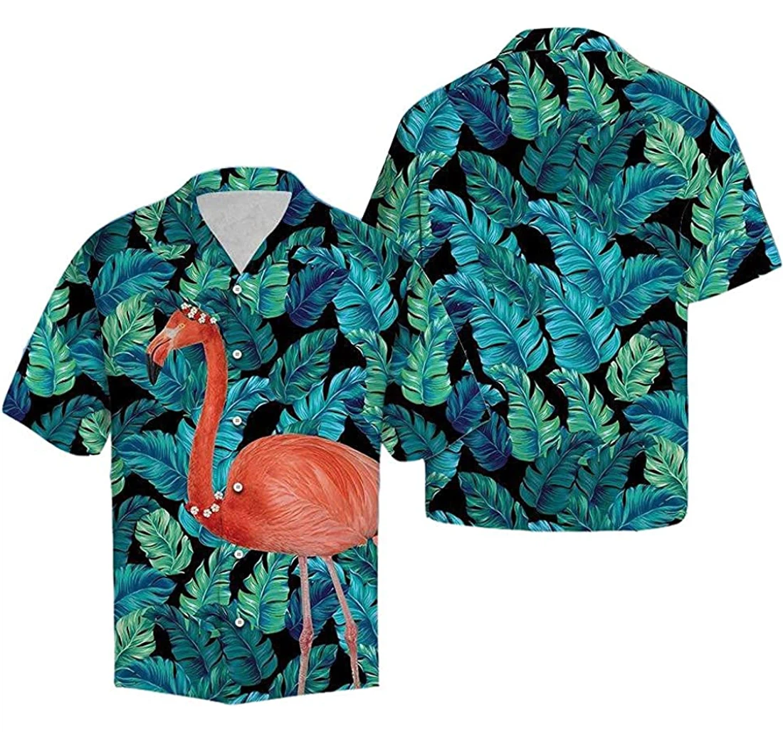 Flamingo Flower Crown Soft Hawaiian Shirt, Button Up Aloha Shirt For Men, Women