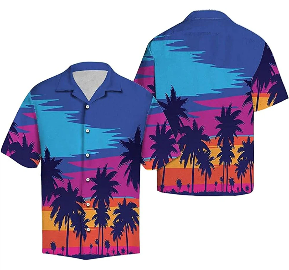 Evening On The Beach With Palm Trees Soft Hawaiian Shirt, Button Up Aloha Shirt For Men, Women