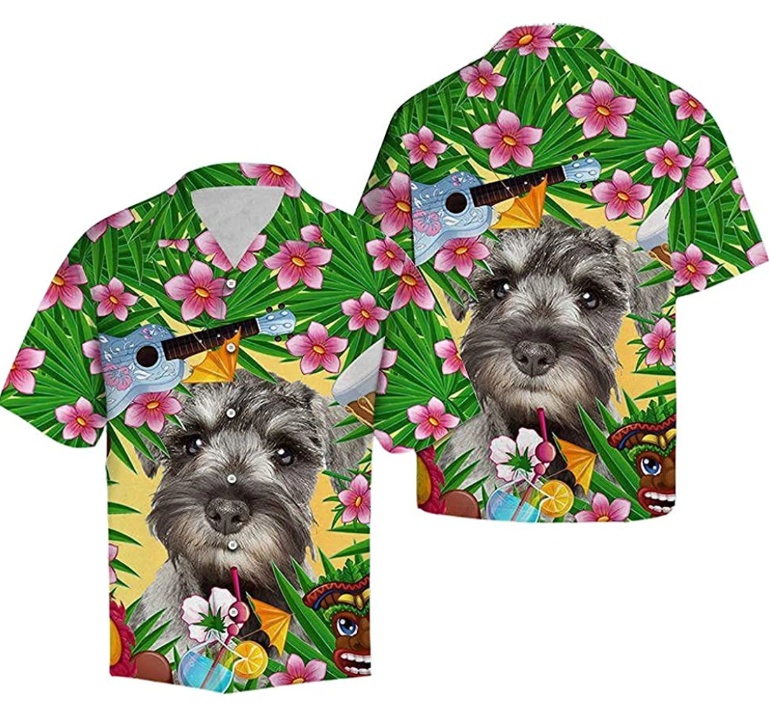 Miniature Schnauzer Party Soft Hawaiian Shirt, Button Up Aloha Shirt For Men, Women