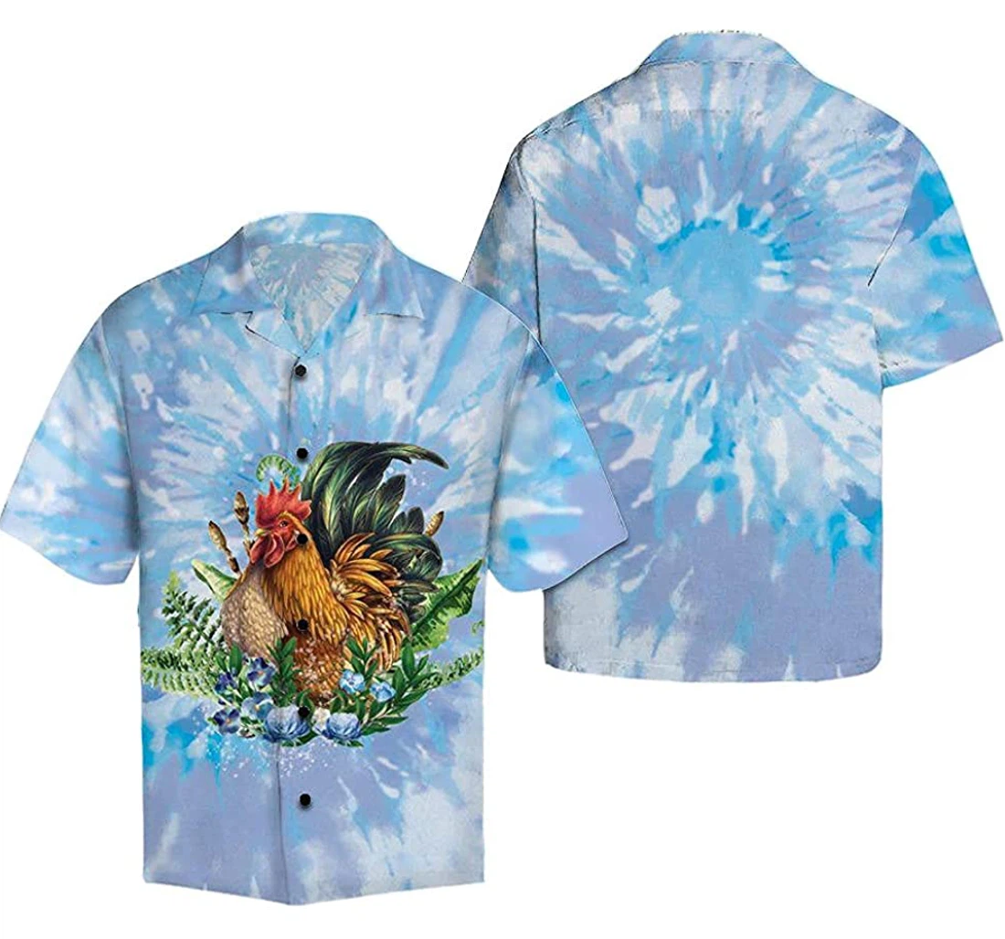 Chicken Tie Dye Soft Hawaiian Shirt, Button Up Aloha Shirt For Men, Women