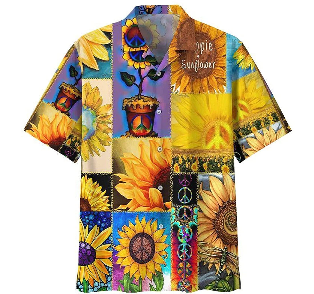 Hippie Sunflower Us1 Gift And White Hawaiian Shirt, Button Up Aloha Shirt For Men, Women