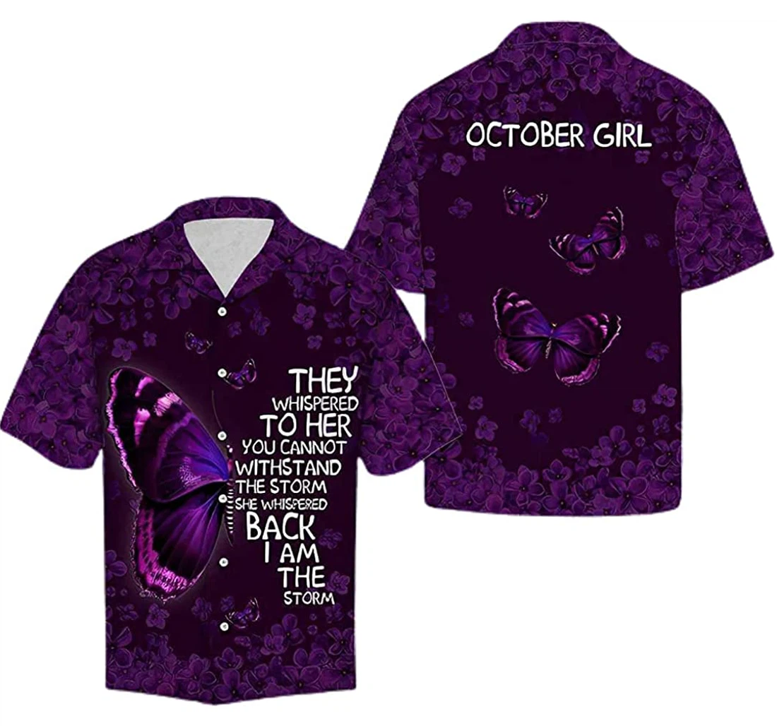Butterfly And October Girl Soft Hawaiian Shirt, Button Up Aloha Shirt For Men, Women