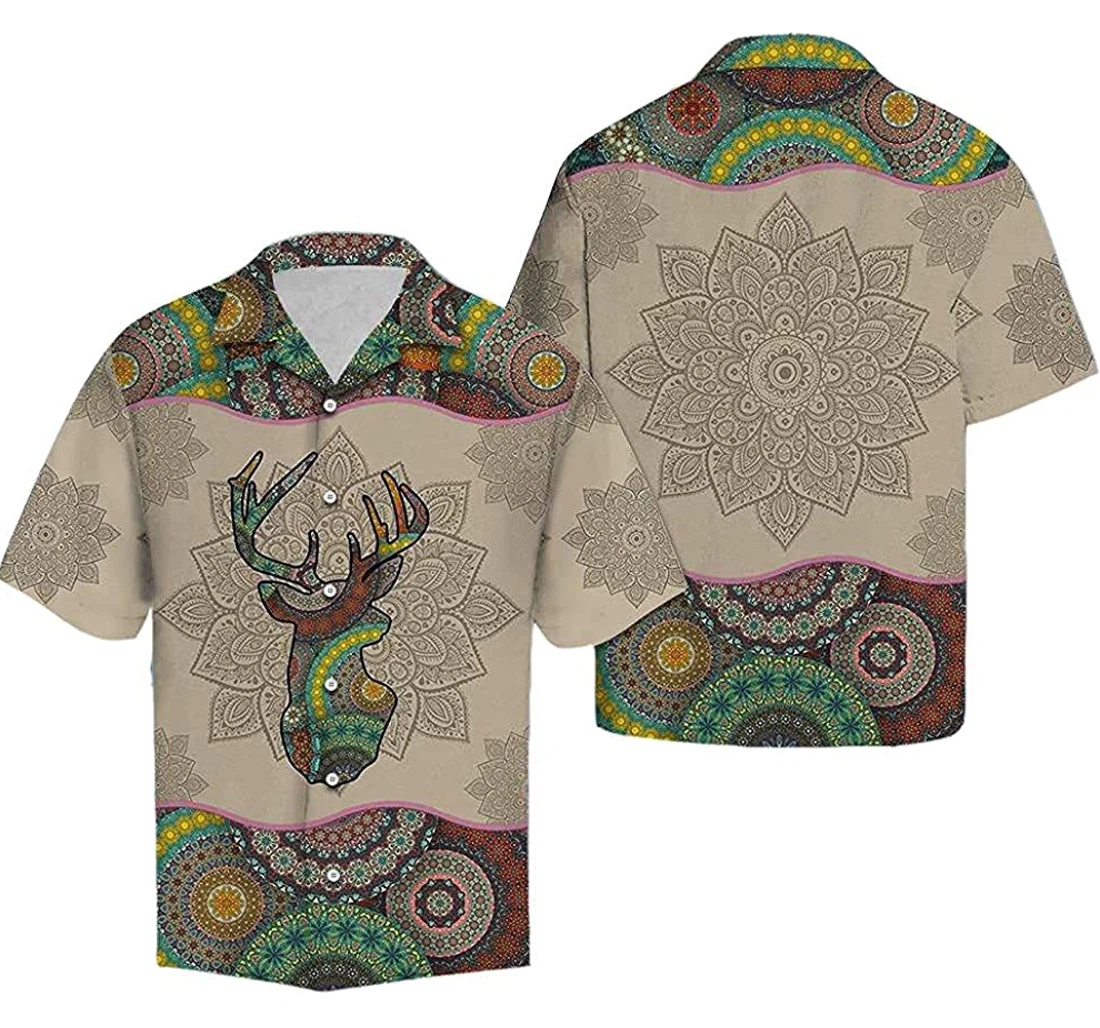 Deer Hunting Mandala Soft Hawaiian Shirt, Button Up Aloha Shirt For Men, Women