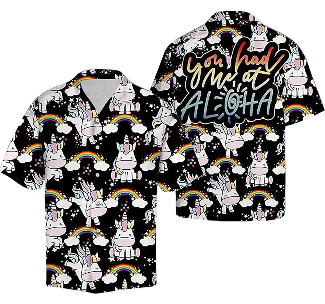 Unicorn You Had Me At Soft Hawaiian Shirt, Button Up Aloha Shirt For Men, Women