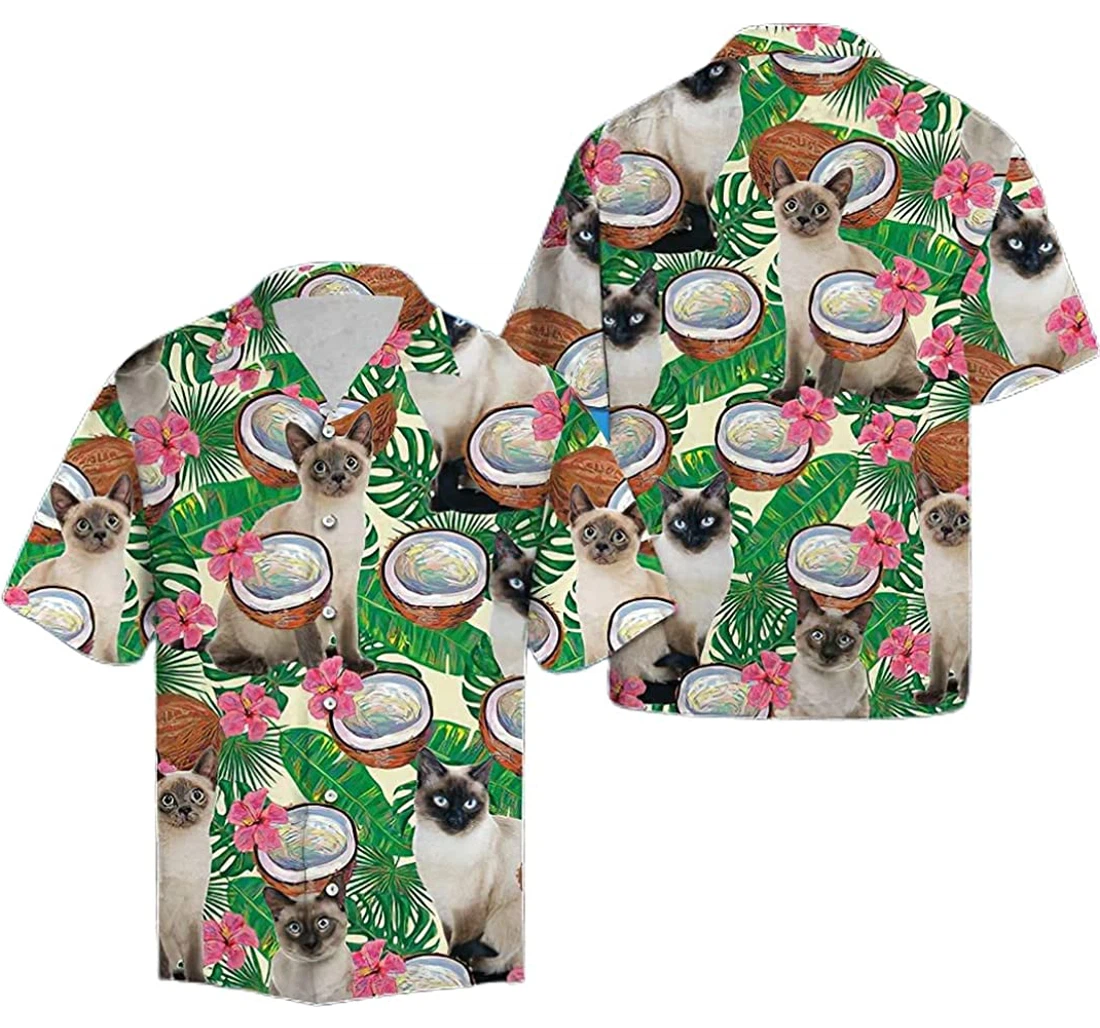Siamese Cat Coconut Soft Hawaiian Shirt, Button Up Aloha Shirt For Men, Women