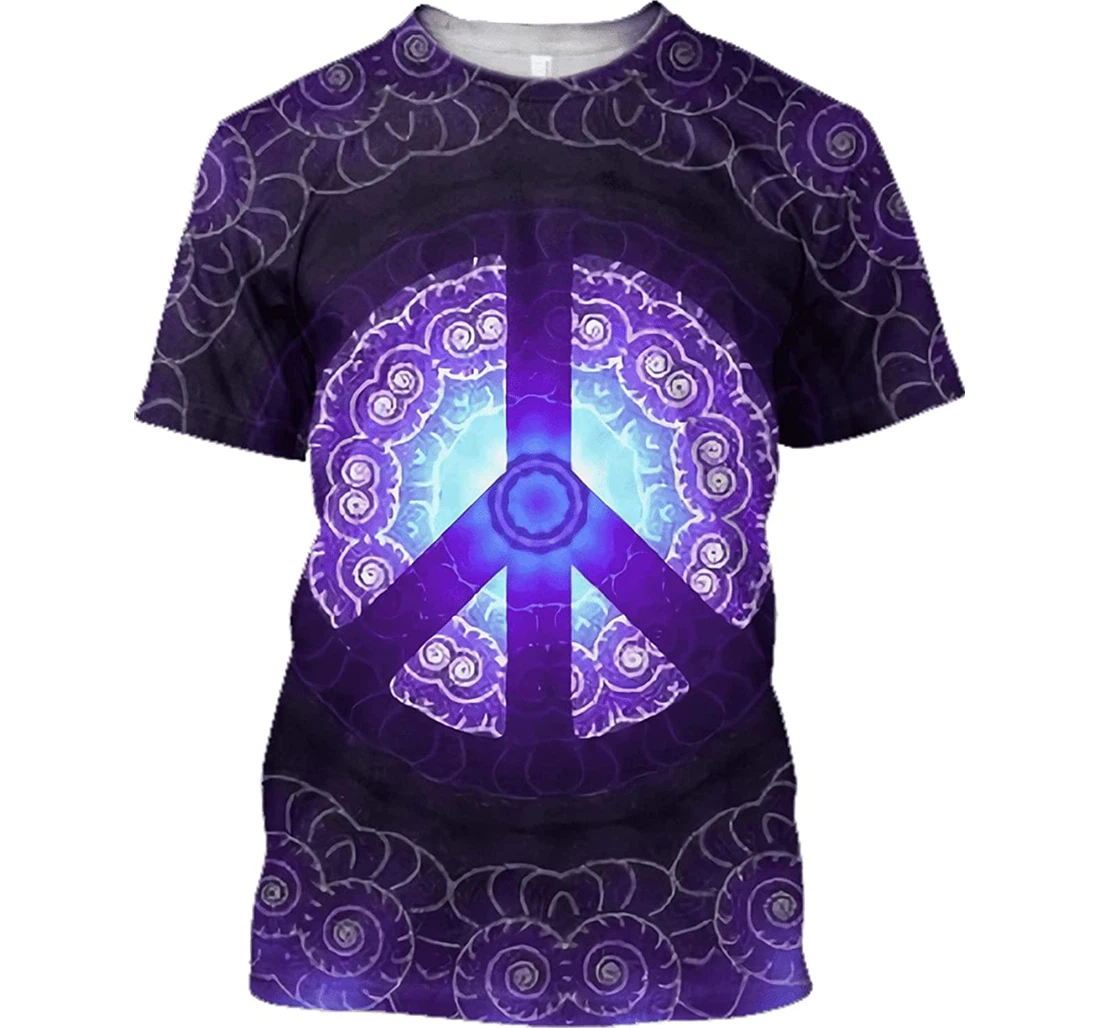 Hippie Peace Purple Color Design Shirts - 3D Printed T-shirt