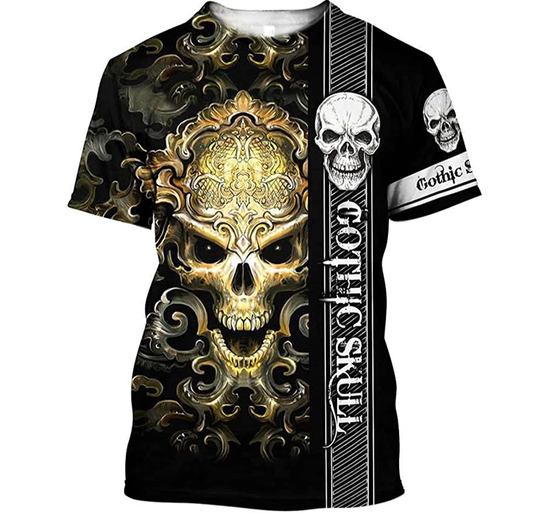 Skull. Gothic Skull Yellow Skull Shirts - 3D Printed T-shirt