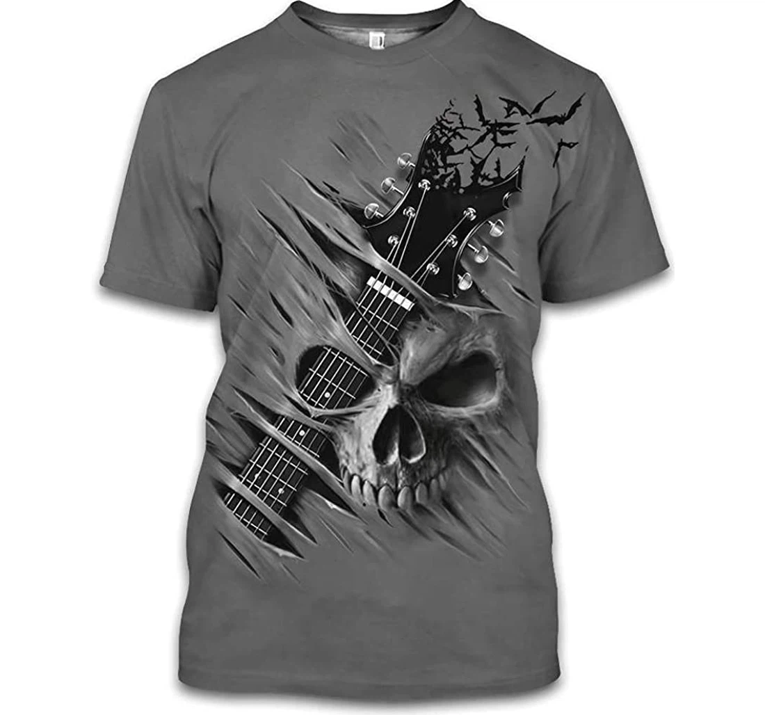 Skull Guitar Crack Shirts - 3D Printed T-shirt