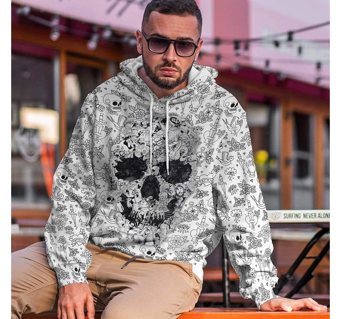 Halloween White Skull Shirts - 3D Printed Pullover Hoodie