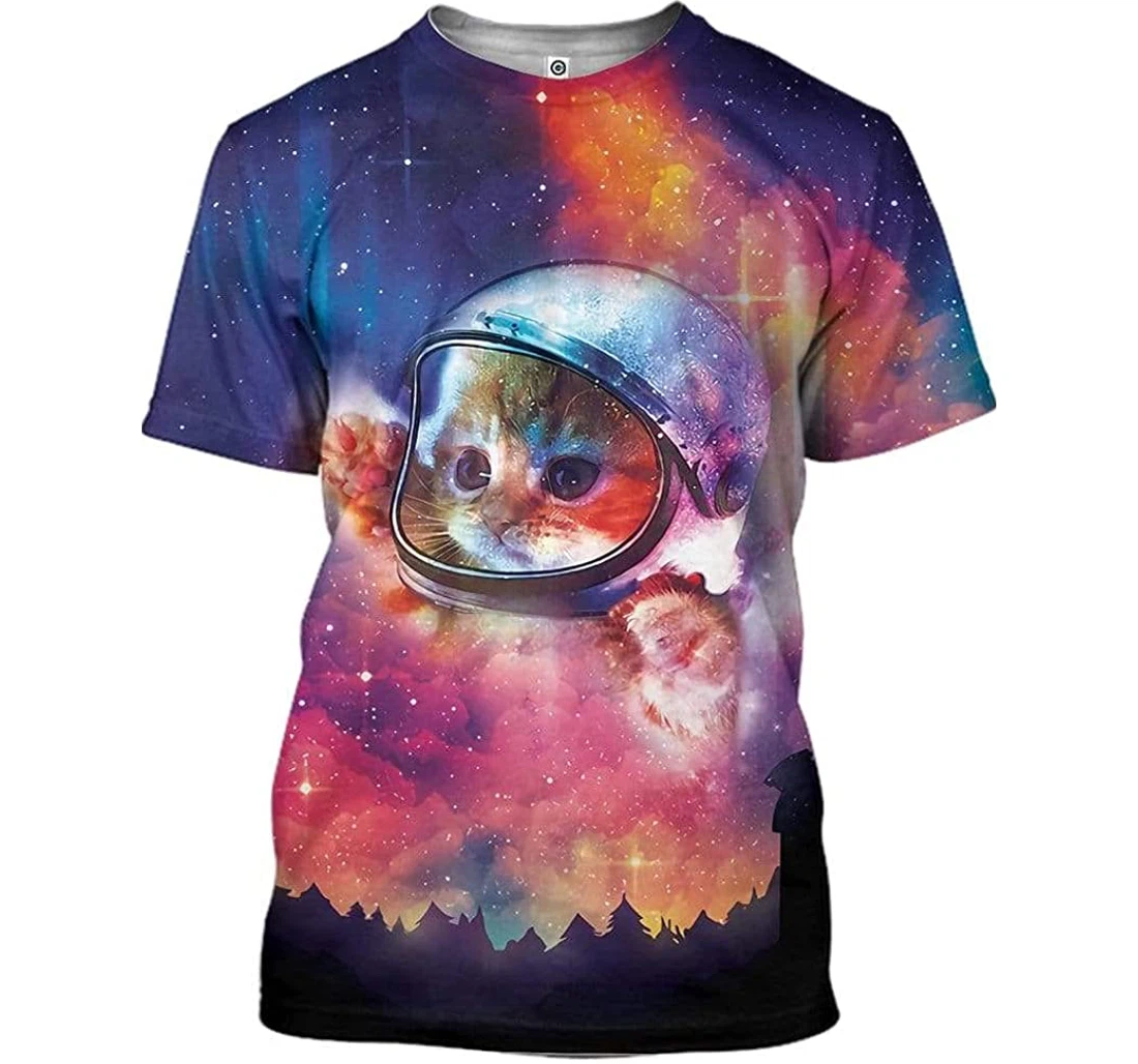 Galaxy Astronaut Cat Shirts - 3D Printed T-shirt