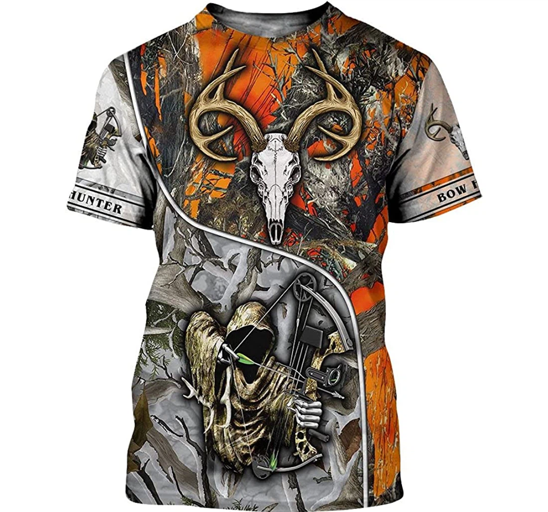 Deer Hunting Reaper Bow Beauty Orange Shirts - 3D Printed T-shirt