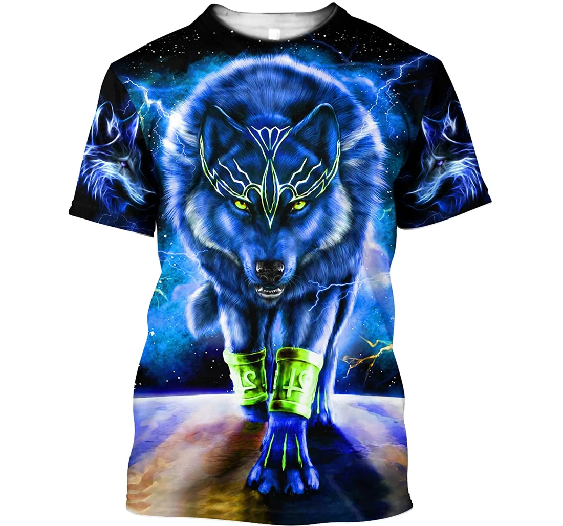 Blue Thunder Wolf Shirts - 3D Printed T-shirt