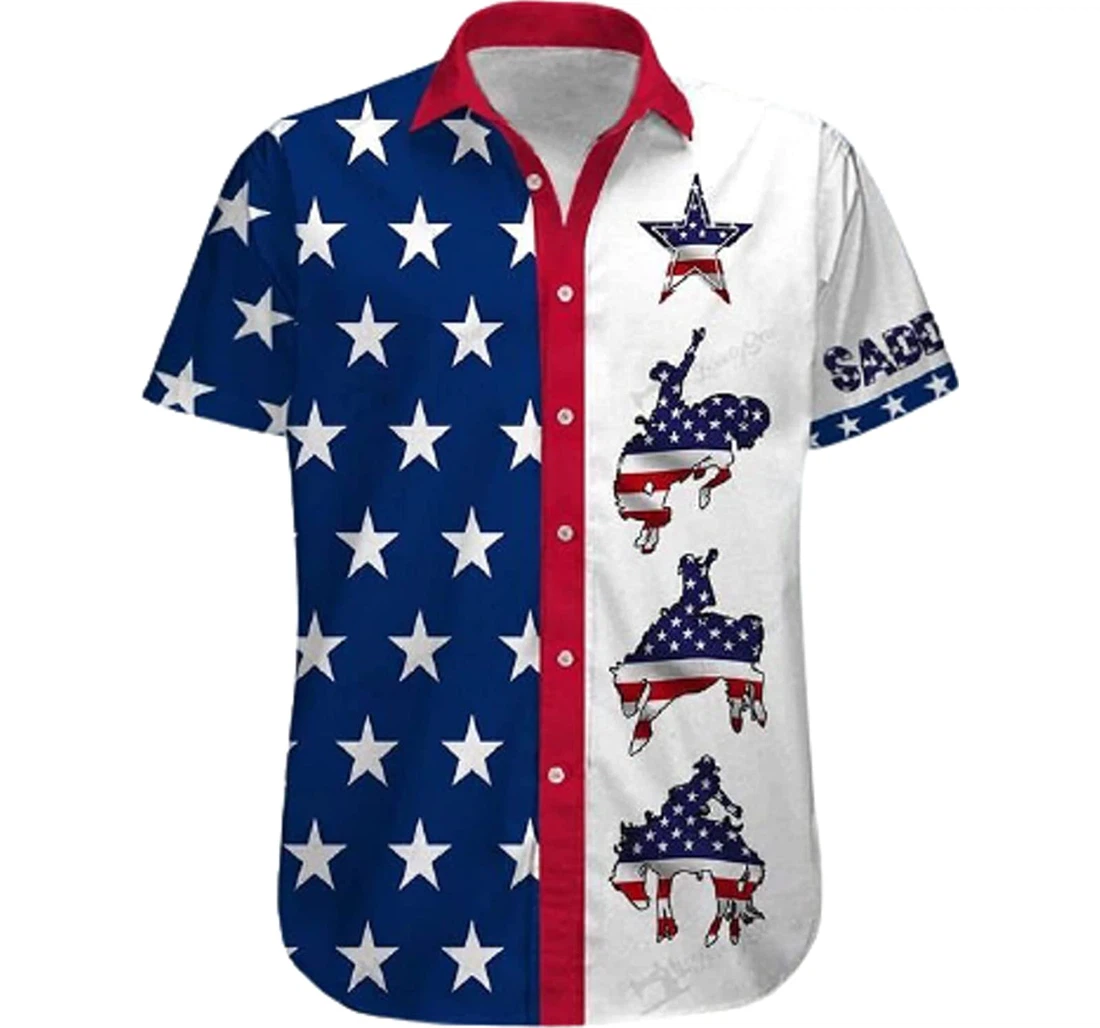 America Saddle Bronc Gifts And White Hawaiian Shirt, Button Up Aloha Shirt For Men, Women