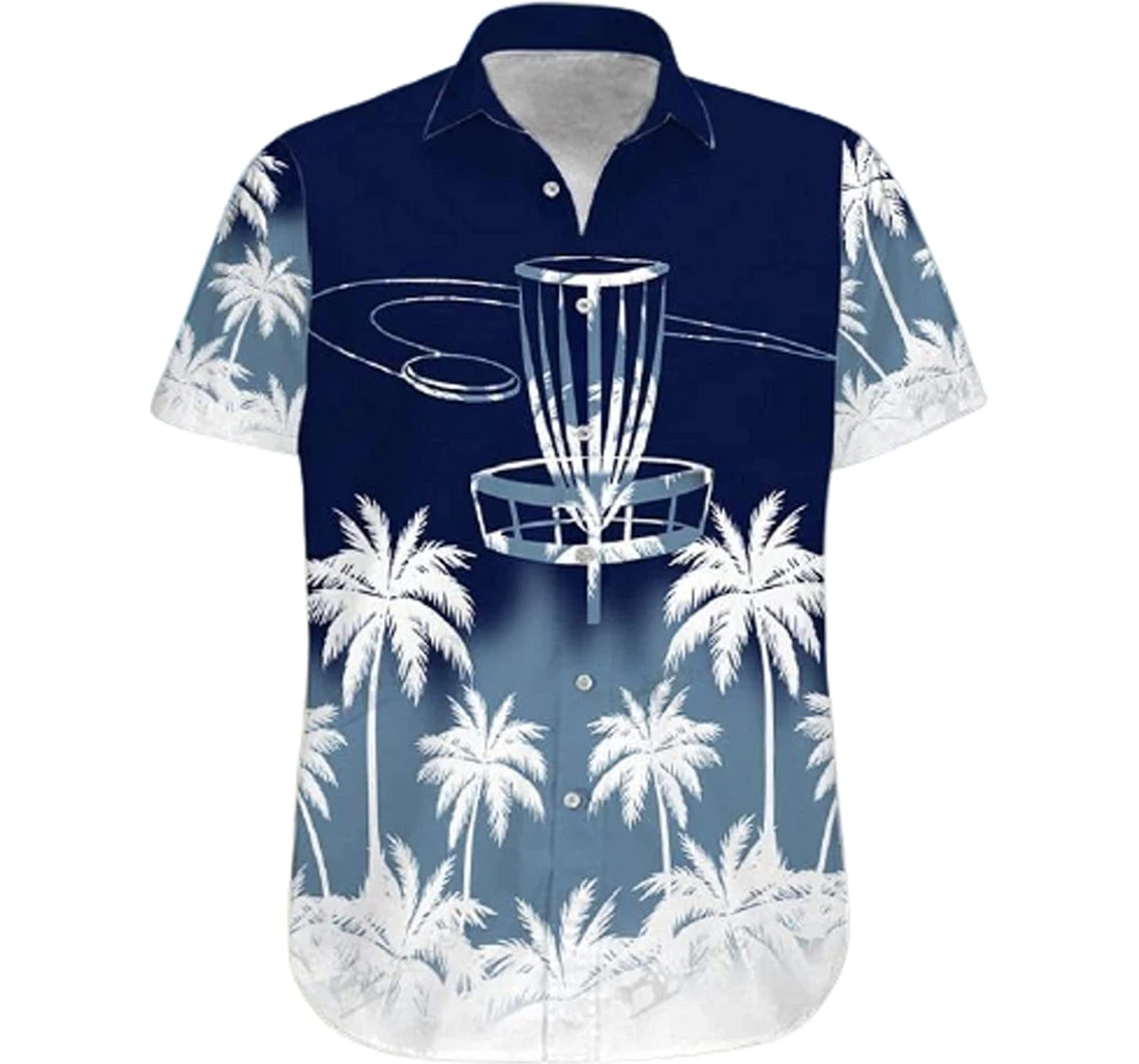 Palm Tree Disc Golf Be With You Gifts And White Hawaiian Shirt, Button Up Aloha Shirt For Men, Women