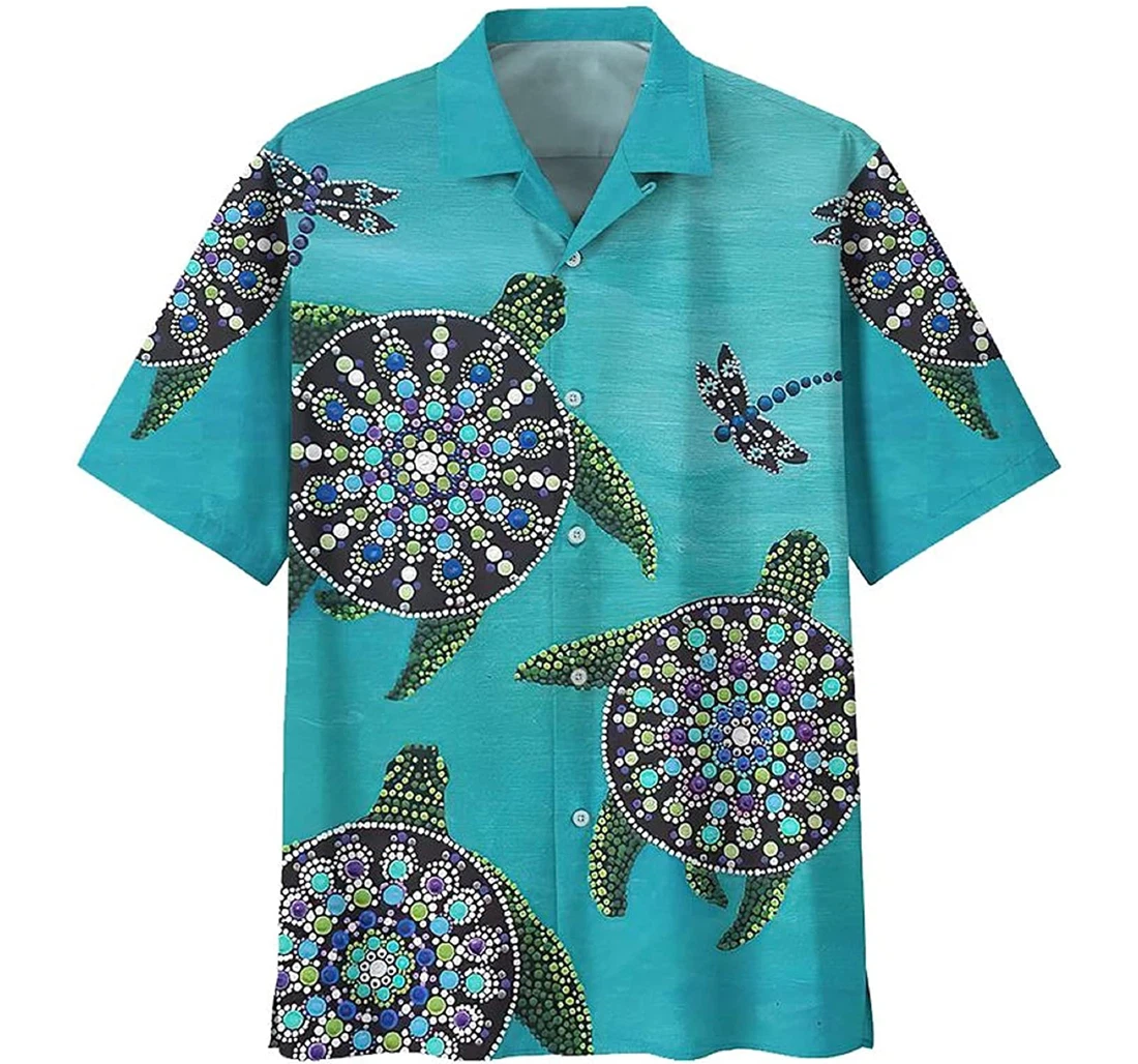 Hippie Sea Turtle Us2 Turtle Lover, Gift And White Hawaiian Shirt, Button Up Aloha Shirt For Men, Women