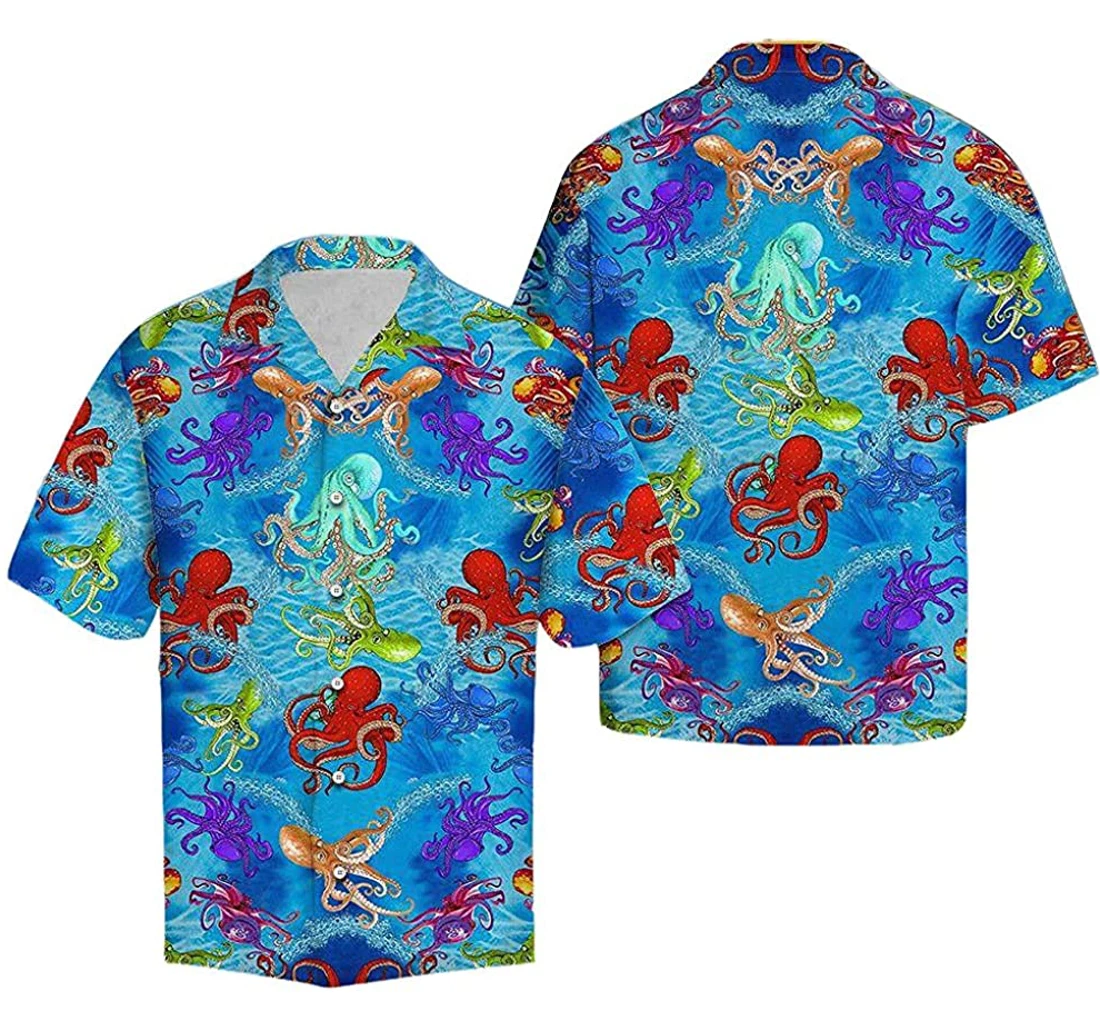 Octopus Ocean Soft Hawaiian Shirt, Button Up Aloha Shirt For Men, Women