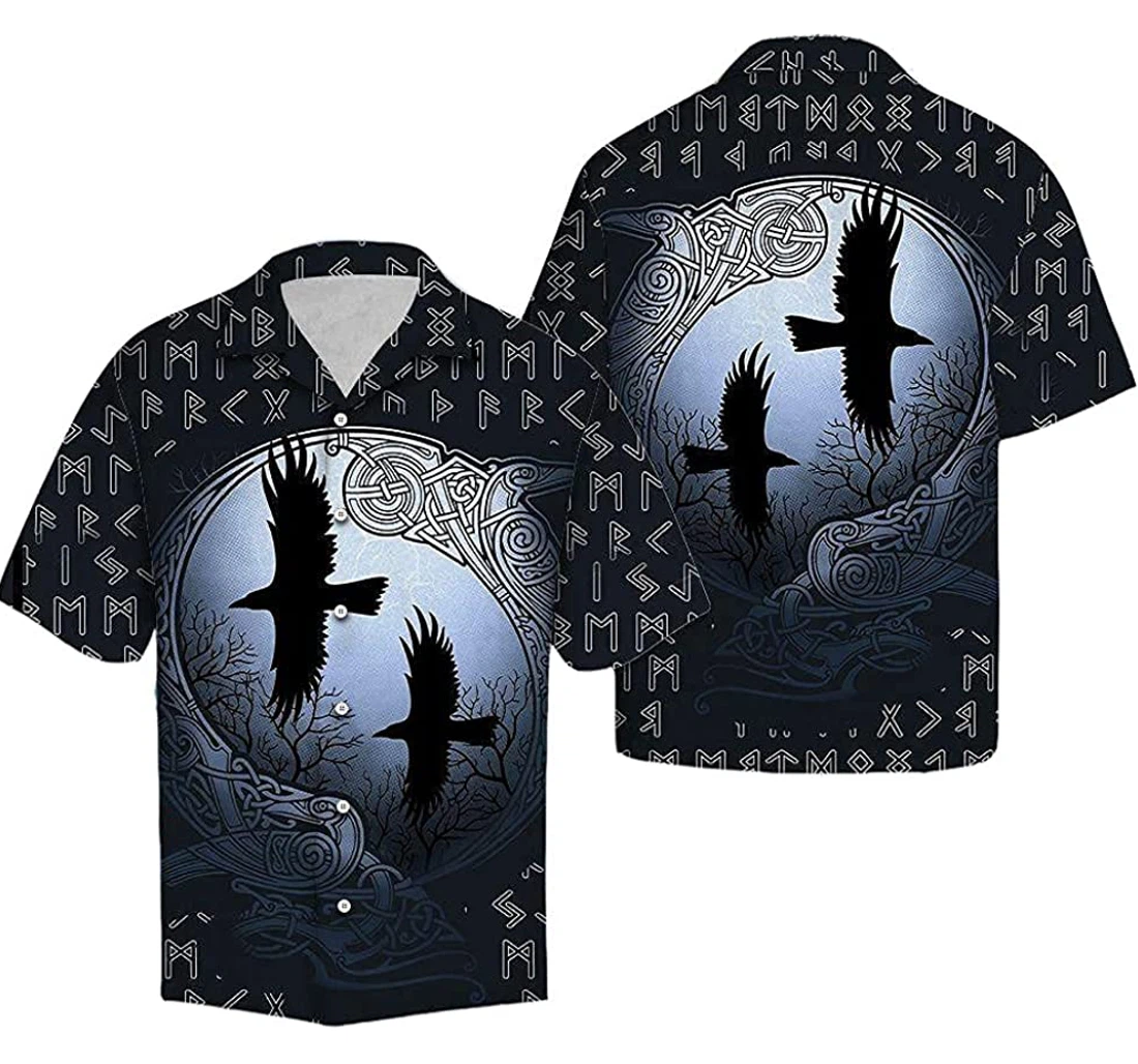 Viking Ravens Soft Hawaiian Shirt, Button Up Aloha Shirt For Men, Women