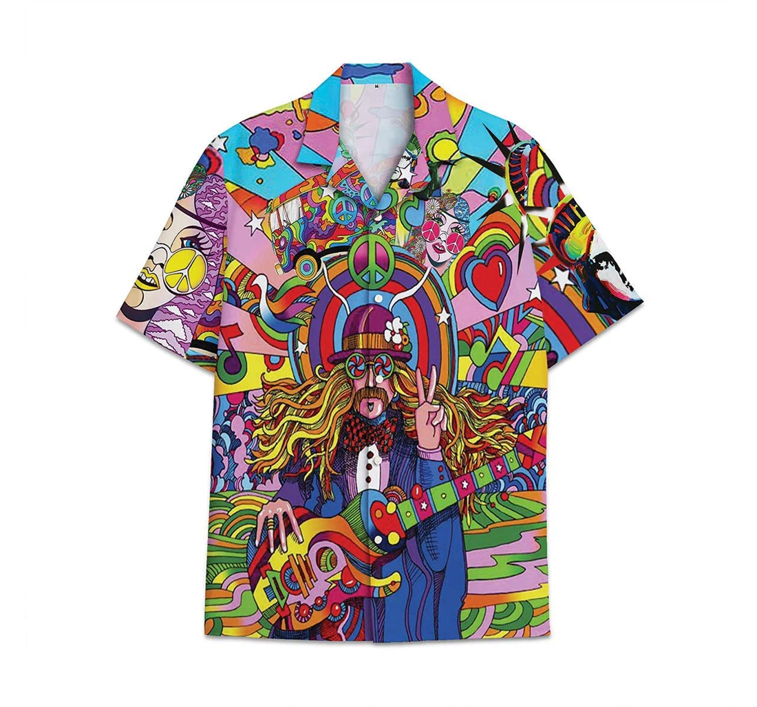 Hippie Funny Beach Shirts Hawai Avic Hawaiian Shirt, Button Up Aloha Shirt For Men, Women