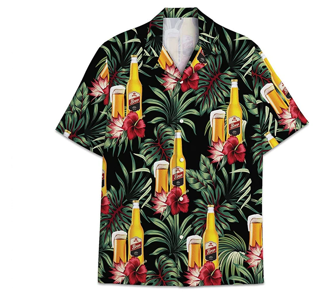 Beer Red Funny Beach Shirts Avic Hawaiian Shirt, Button Up Aloha Shirt For Men, Women