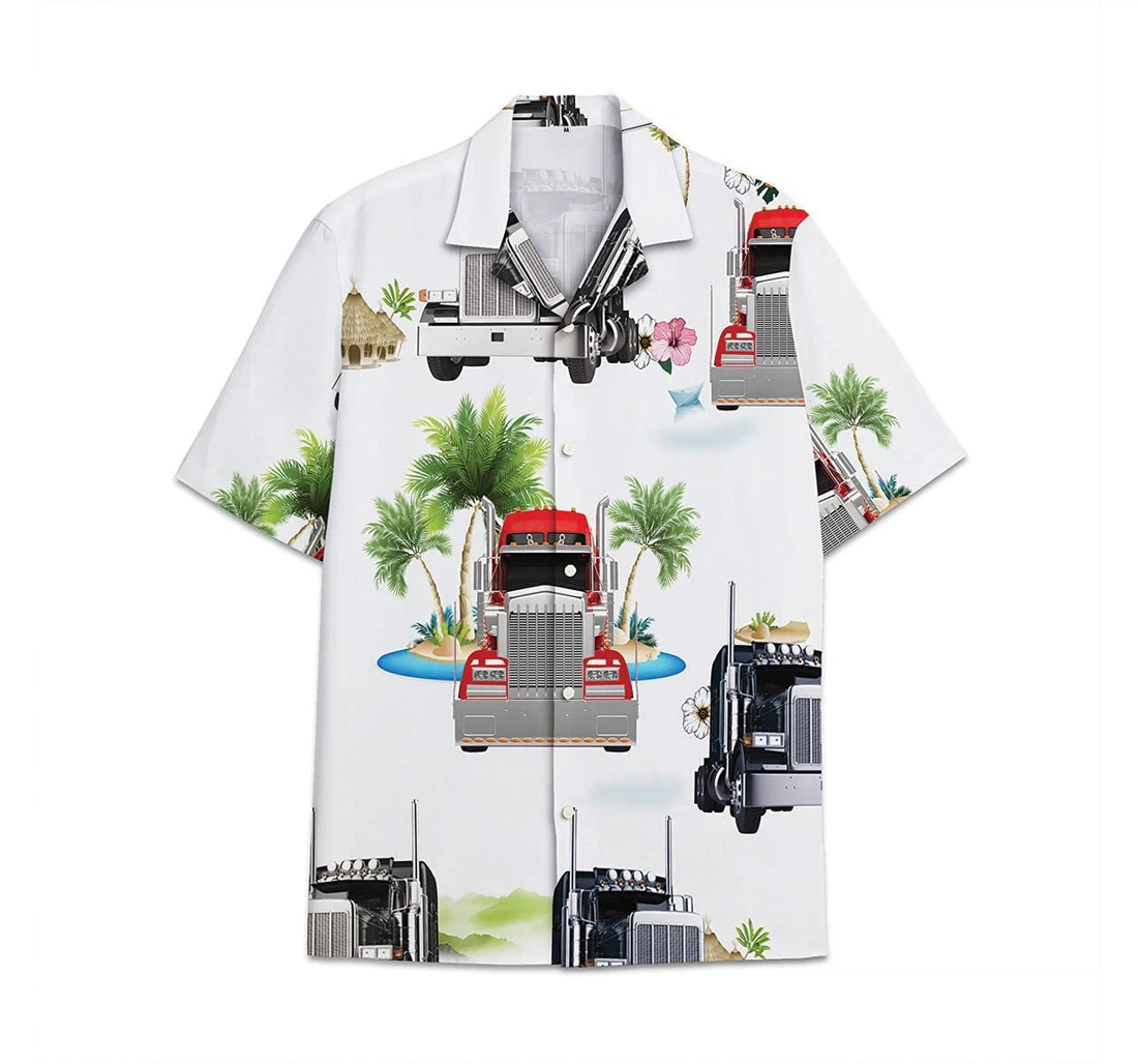 Trucker Palm Funny Beach Shirts Avic Hawaiian Shirt, Button Up Aloha Shirt For Men, Women