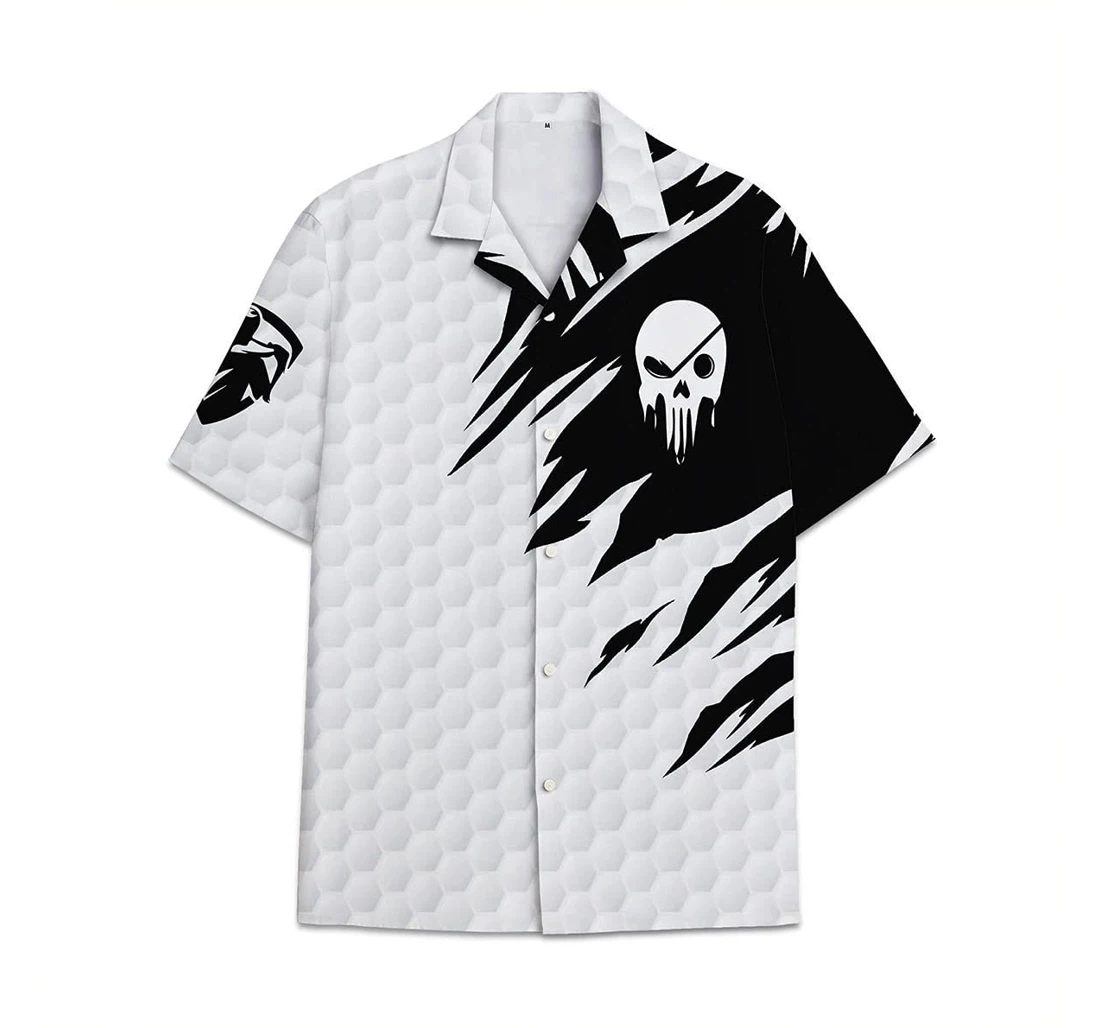 Golf Skull Funny Beach Shirts Hawai Hawaiian Shirt, Button Up Aloha Shirt For Men, Women