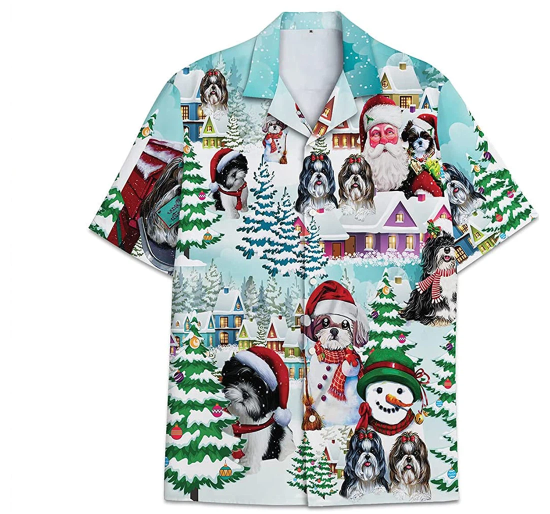 Dog Shihtzu Christmas Funny Beach Shirts Avic Hawaiian Shirt, Button Up Aloha Shirt For Men, Women