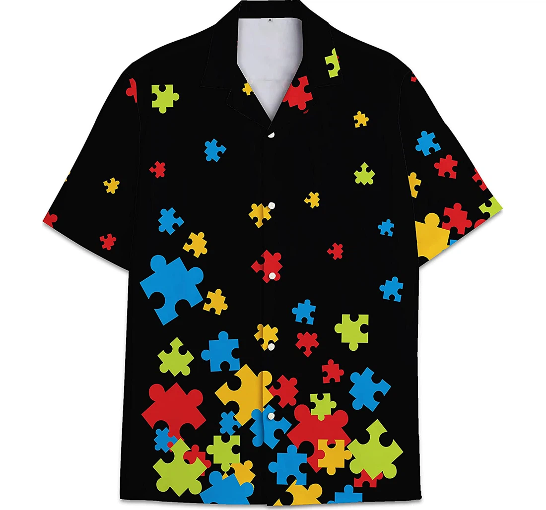 Autism Funny Beach Shirts Hawaiian Shirt, Button Up Aloha Shirt For Men, Women