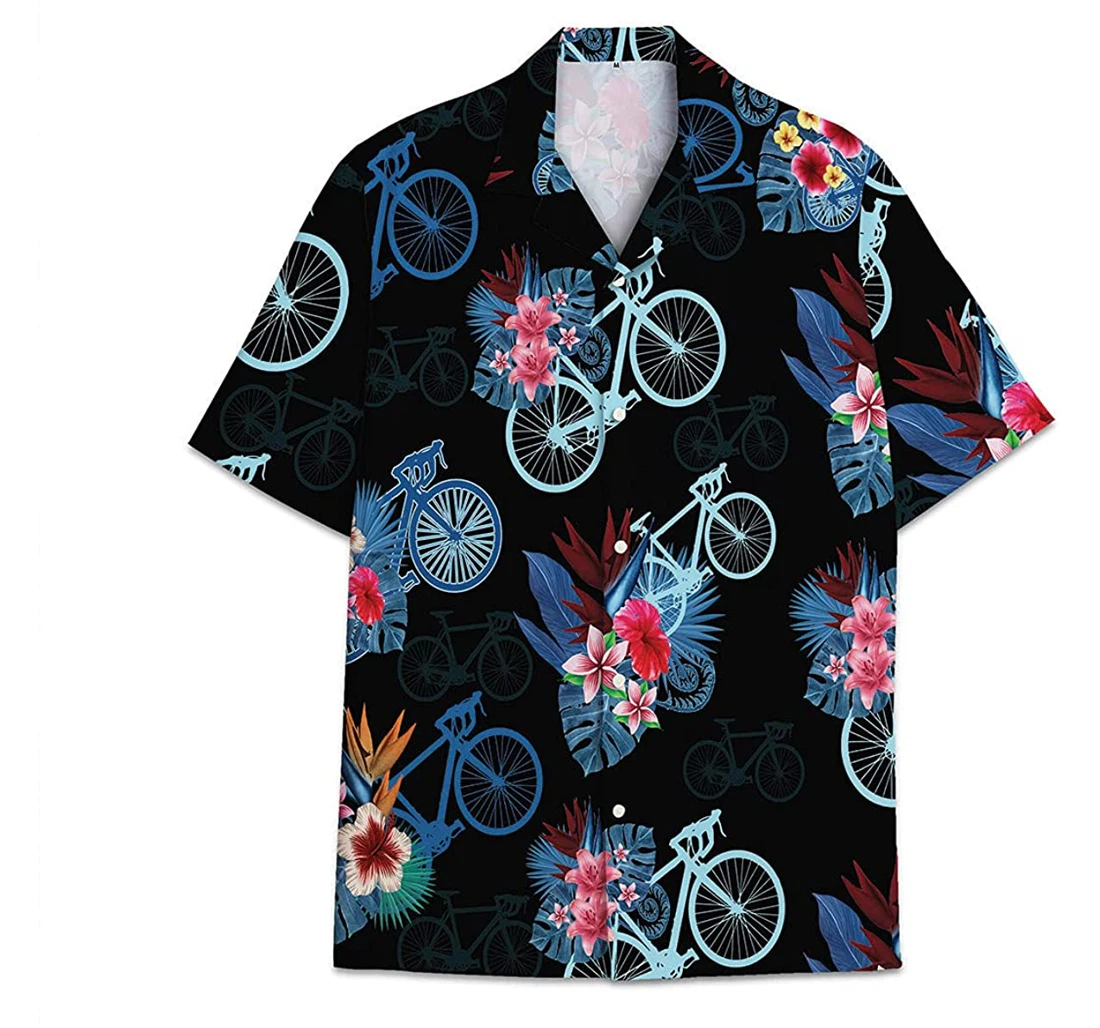 Bicycle Funny Beach Shirts Hawai Hawaiian Shirt, Button Up Aloha Shirt For Men, Women