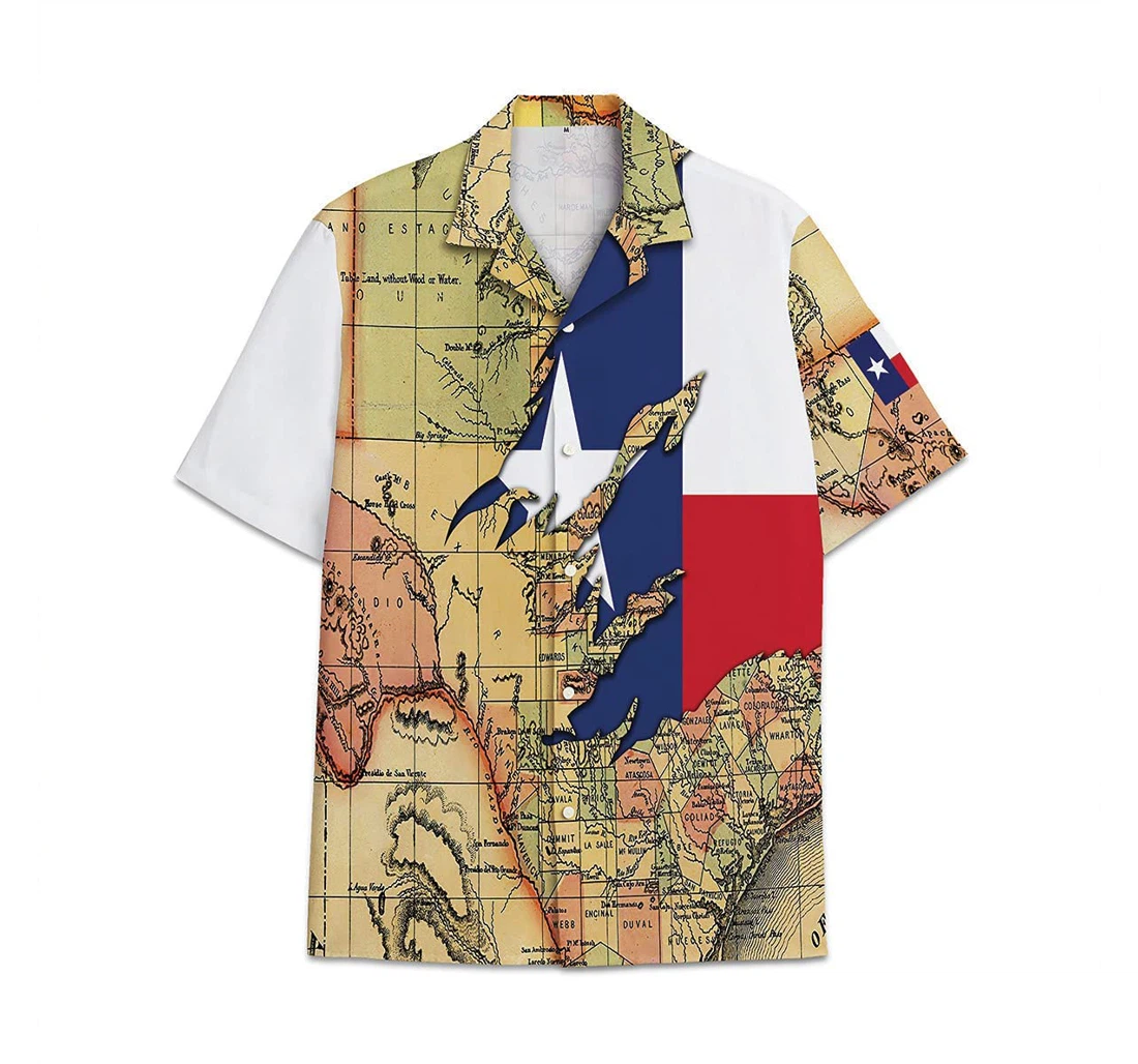 Texas Flag Funny Beach Shirts Hawaiian Shirt, Button Up Aloha Shirt For Men, Women