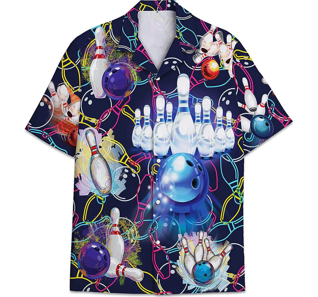 Bowling Funny Beach Shirts Hawaiian Shirt, Button Up Aloha Shirt For Men, Women