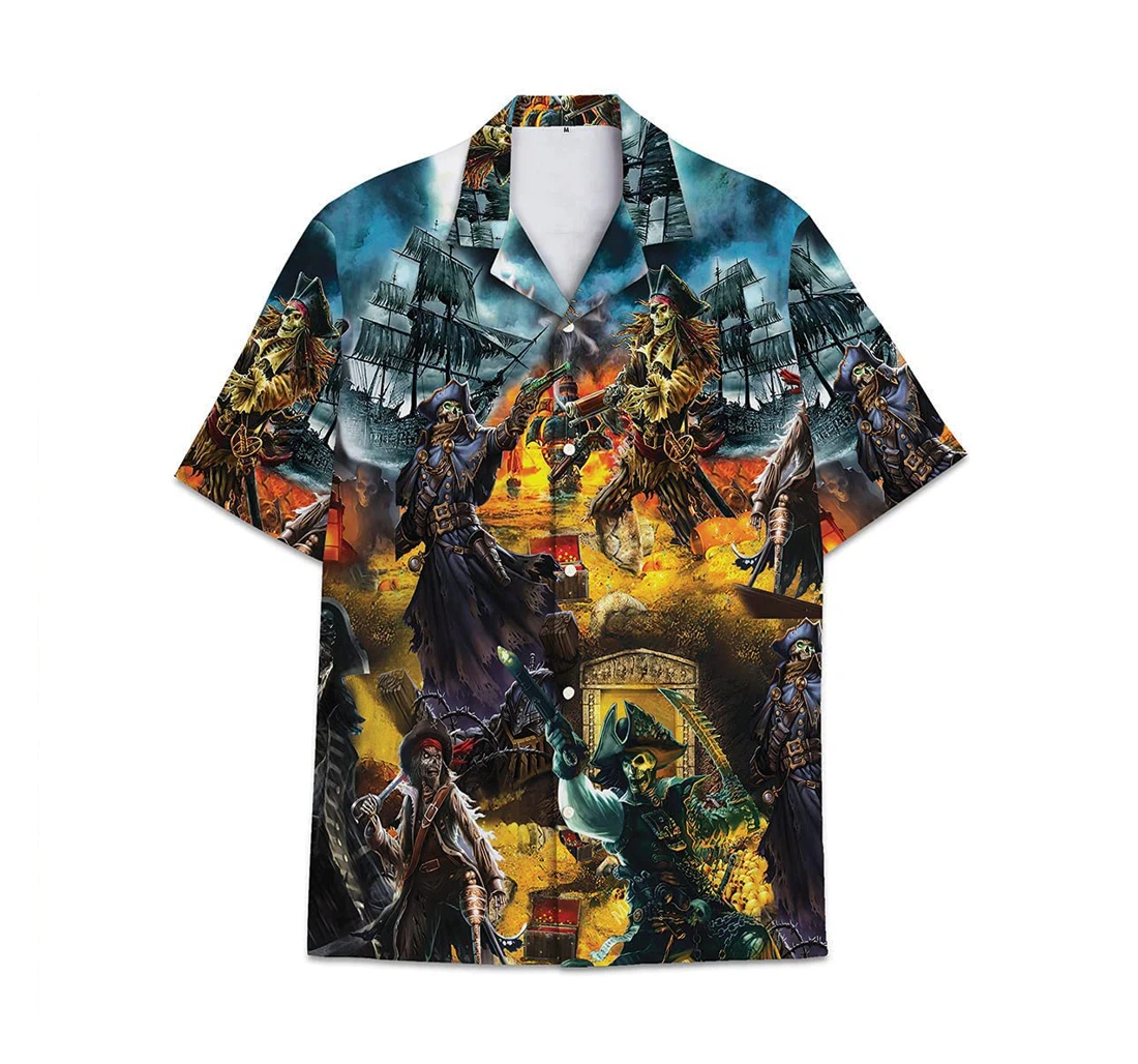 Pirate Fight Funny Beach Shirts Hawai Hawaiian Shirt, Button Up Aloha Shirt For Men, Women