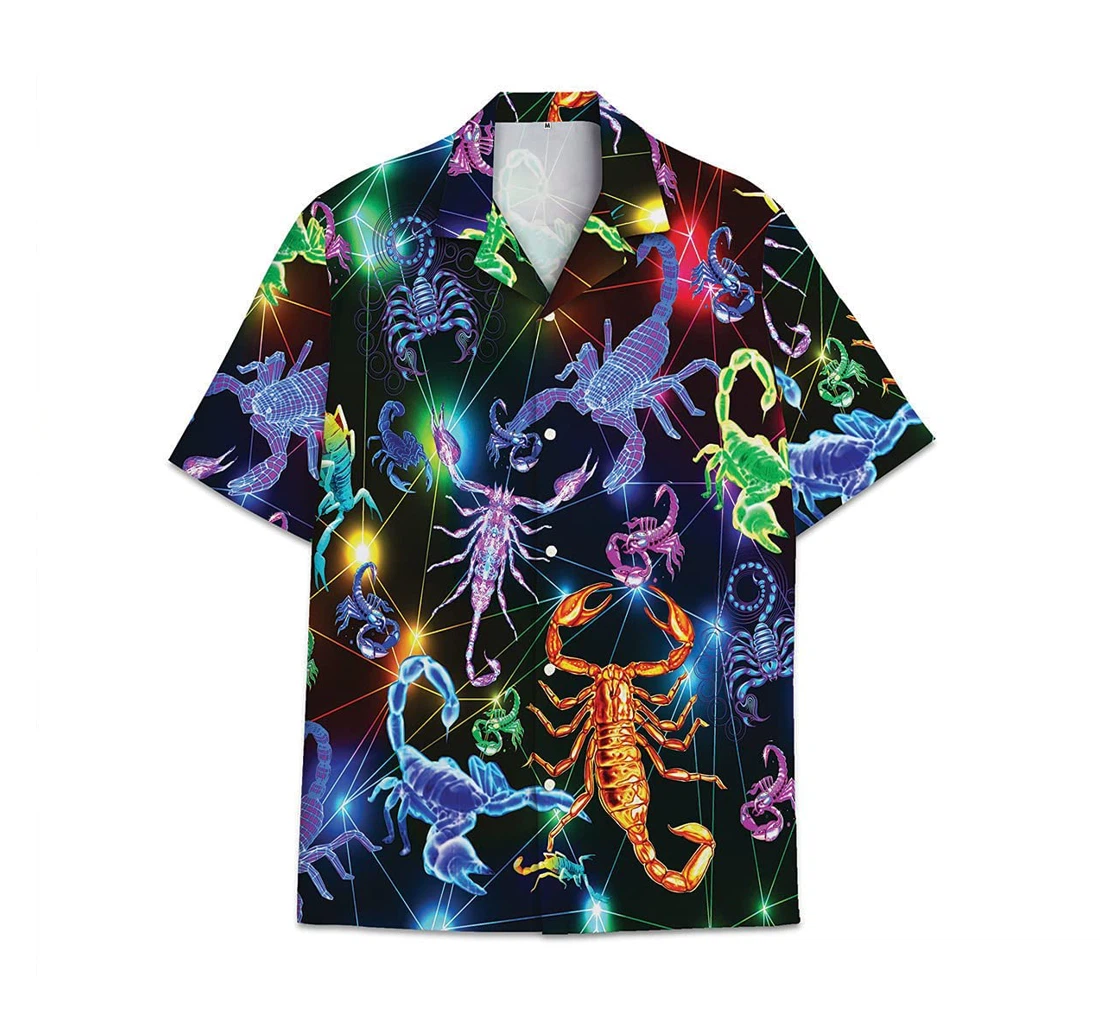 Glowing Scorpion Funny Beach Shirts Hawaiian Shirt, Button Up Aloha Shirt For Men, Women