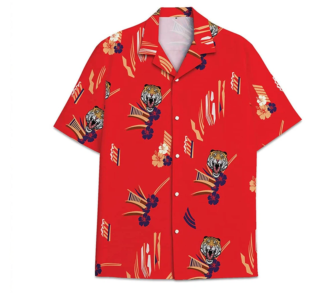 Lion Red Funny Beach Shirts Hawai Hawaiian Shirt, Button Up Aloha Shirt For Men, Women