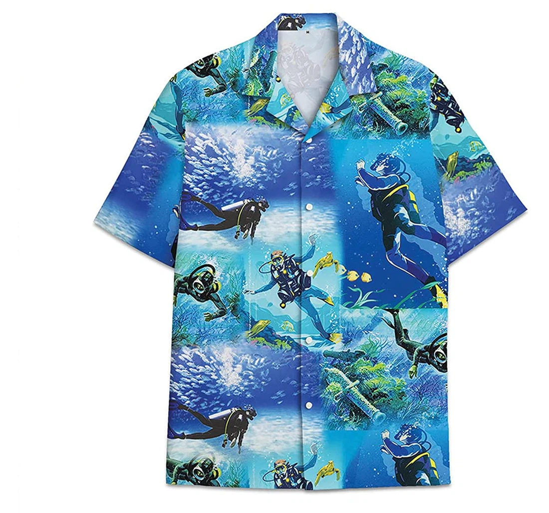 Scuba Diving Ocean Funny Beach Shirts Avic Hawaiian Shirt, Button Up Aloha Shirt For Men, Women