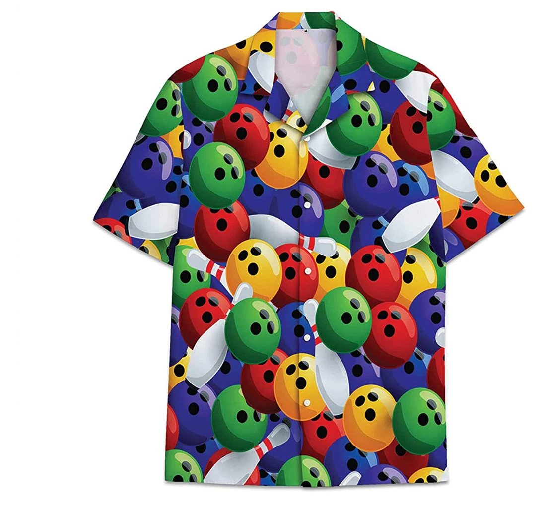 Game Bowling Colorful Funny Beach Shirts Hawaiian Shirt, Button Up Aloha Shirt For Men, Women