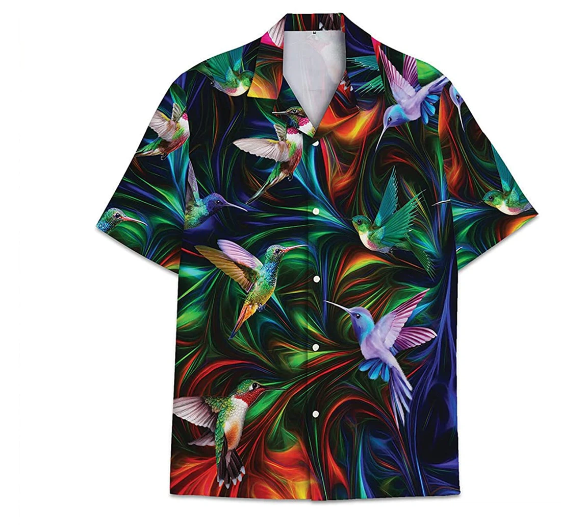 Hummingbird Colorful Funny Beach Shirts Hawaiian Shirt, Button Up Aloha Shirt For Men, Women