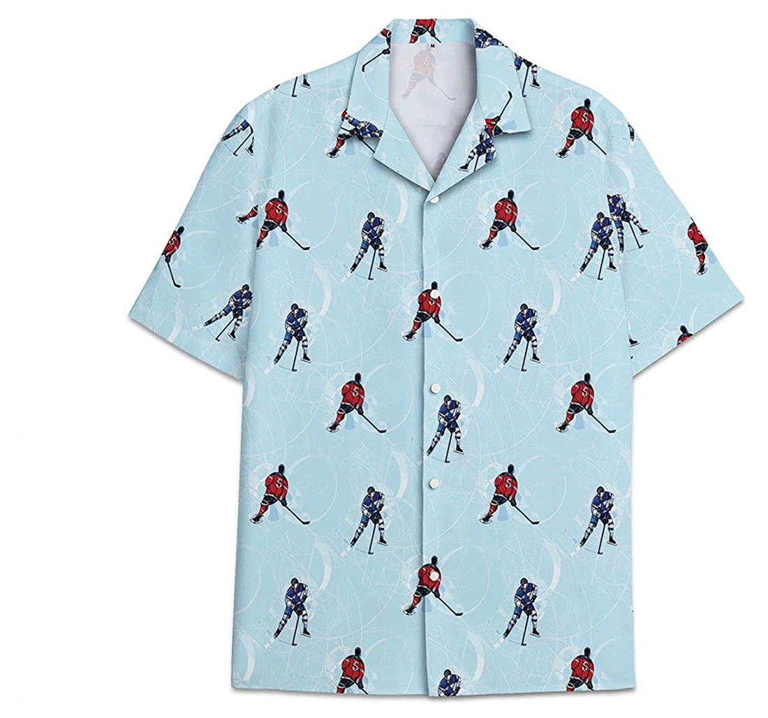 Hockey Blue Funny Beach Shirts Hawaiian Shirt, Button Up Aloha Shirt For Men, Women