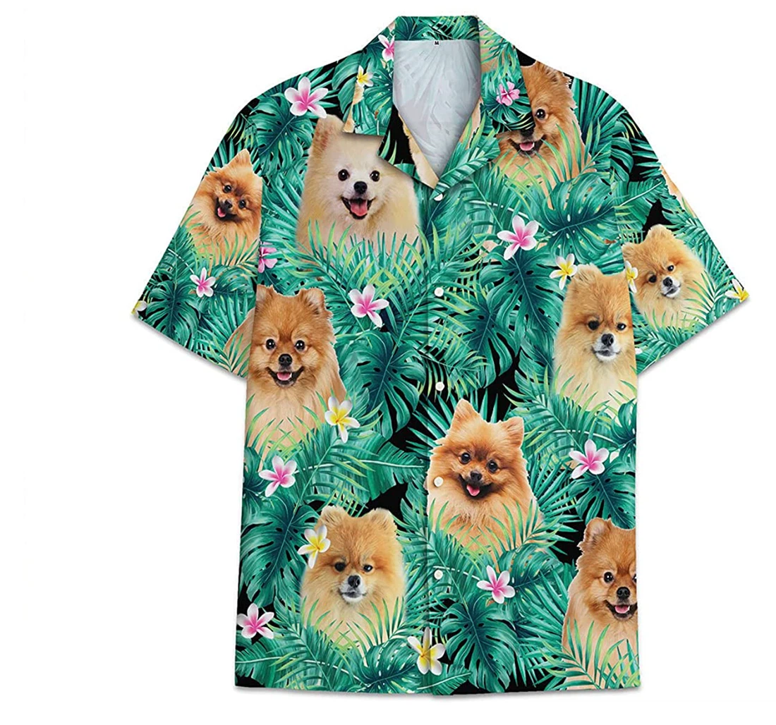 Dog Pomeranian Funny Beach Shirts Hawaiian Shirt, Button Up Aloha Shirt For Men, Women