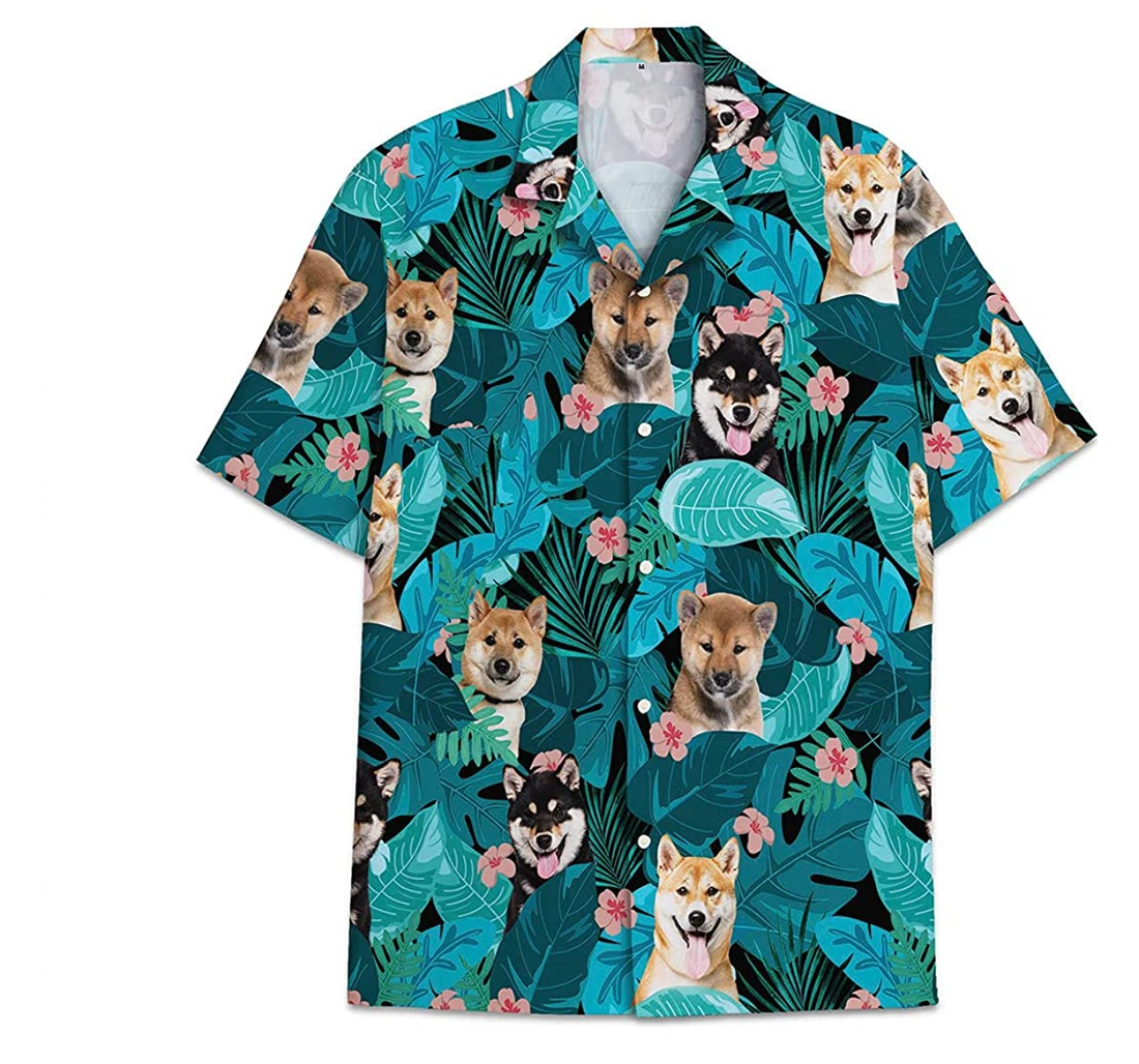 Dog Shiba Inu Funny Beach Shirts Hawaiian Shirt, Button Up Aloha Shirt For Men, Women