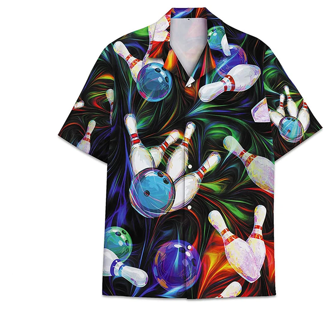 Game Bowling Colorful Funny Beach Shirts Hawaiian Shirt, Button Up Aloha Shirt For Men, Women